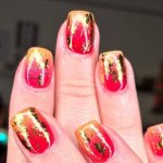 290 фото маникюр красно золотого цвета | двухцветный дизайн ногтей