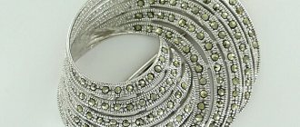 Серебряная брошь с марказитами