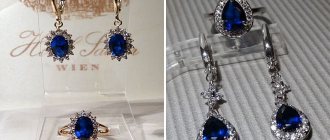 earrings and rings with sapphires